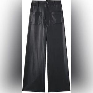 Zara Faux Leather Black Leggings Pants Straight Leg Size 2